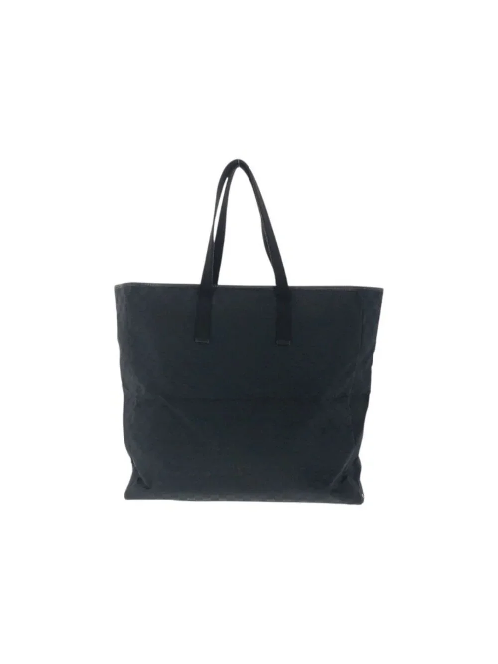 Gucci Black Silver GG Canvas Leather Tote Shoulder Bag